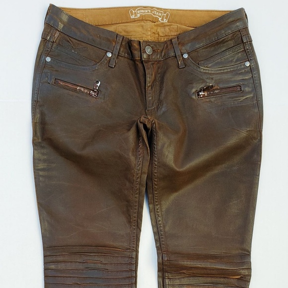 New ROBIN'S JEAN Motard Brown Coated Skinny Jean - Picture 3 of 8